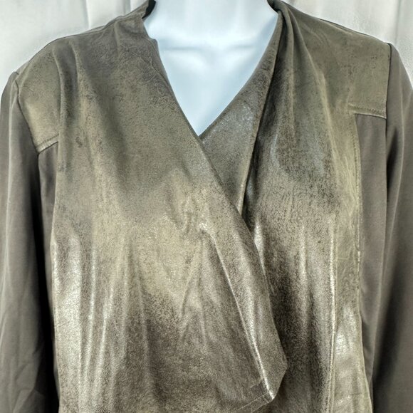 Edyson Womens Medium Faux Suede Waterfall Jacket Draped Front & Long Sleeves - Picture 2 of 7